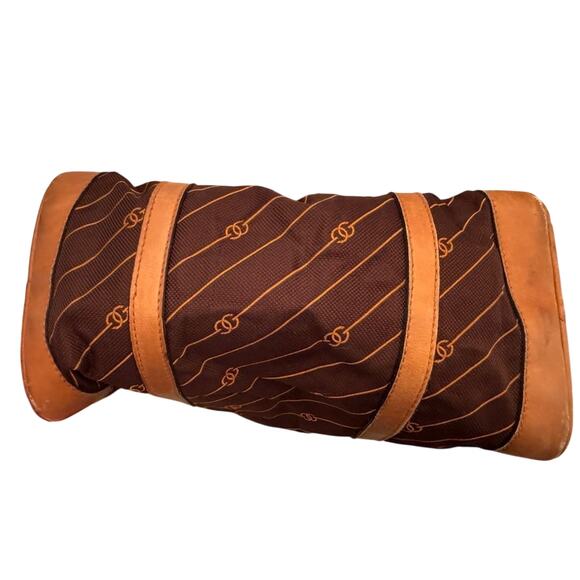 GUCCI Vintage 70's GG Boston Bag in Orange Stripe Brown Canvas Doctor Bag - Picture 5 of 16